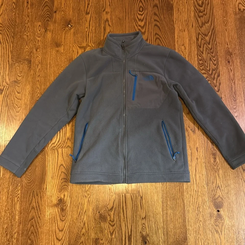 The North Face Gray Full Zip Fleece Jacket Blue Zippers Men’s Medium